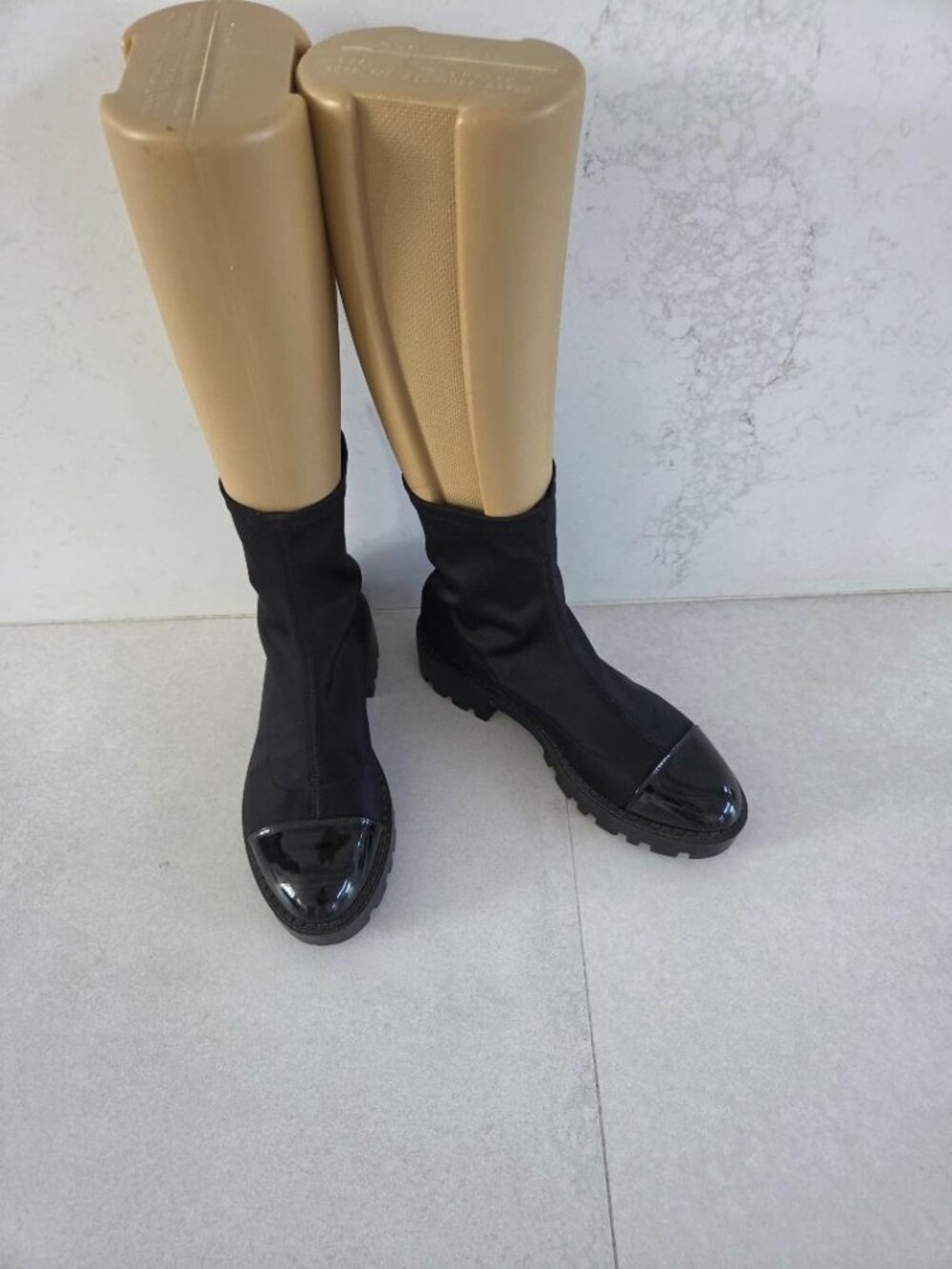 Zara Black Stretch Ankle Bootie with Patent Toe Cap  9/Eur 39 - Picture 7 of 14